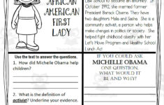 Reading Comprehension For Black History Month: Michelle Obama regarding African American Reading Comprehension Worksheets