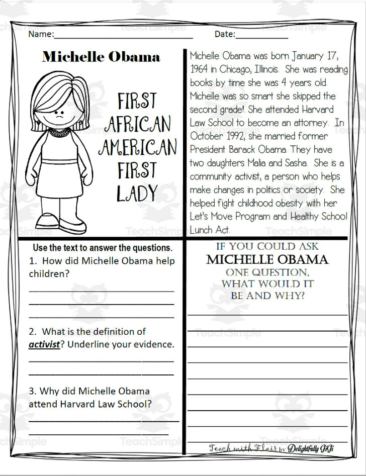 African American Reading Comprehension Worksheets
