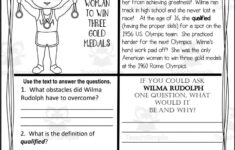 Reading Comprehension For Black History Month: Wilma Rudolph regarding Black American History Reading Comprehension Worksheets