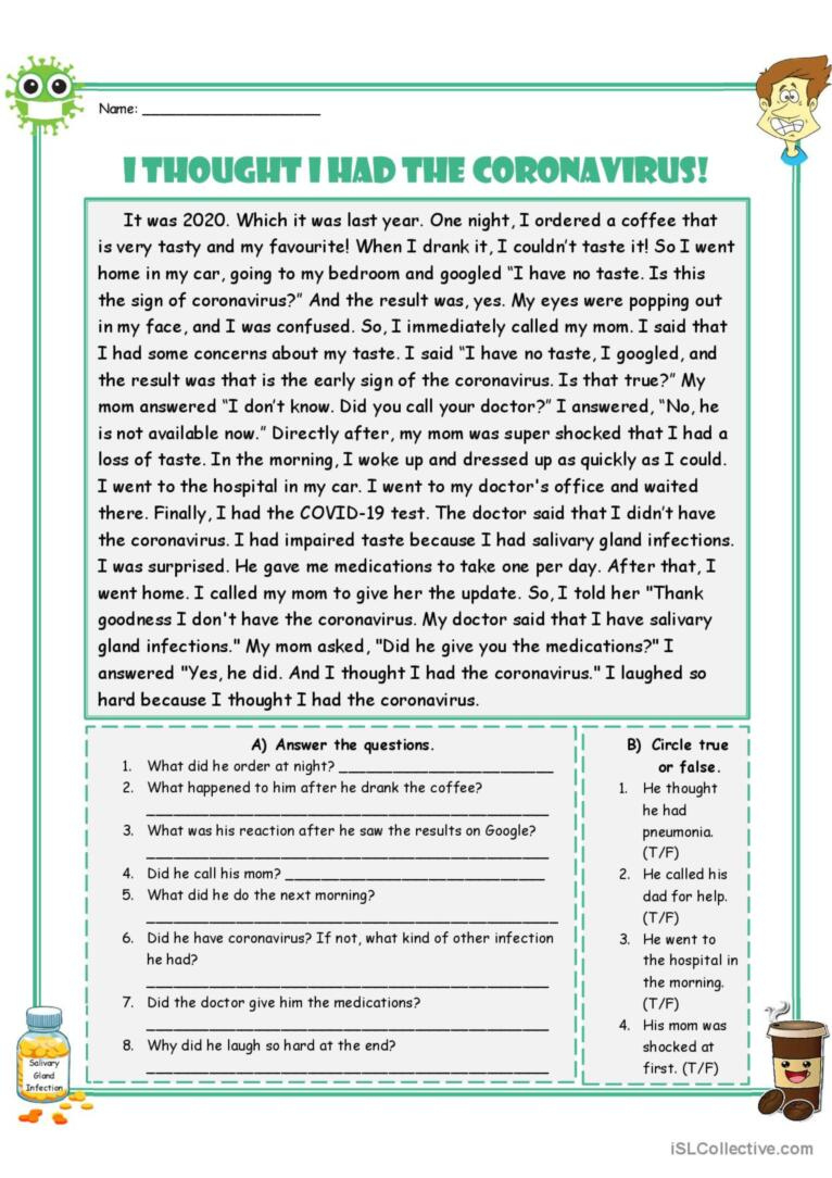 Reading Comprehension - I Thought I…: English Esl Worksheets Pdf &amp;amp; Doc intended for Reading Comprehension Worksheet Islcollective