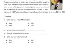 Reading Comprehension - Nelson Mande…: English Esl Worksheets Pdf throughout Nelson Mandela Reading Comprehension Worksheets