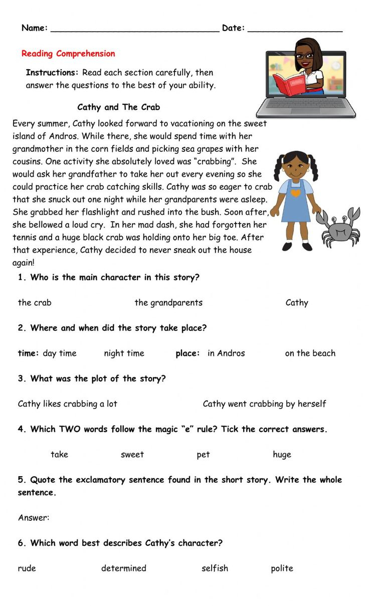 Reading Comprehension Online Exercise For 4 throughout Online Reading Comprehension Worksheet