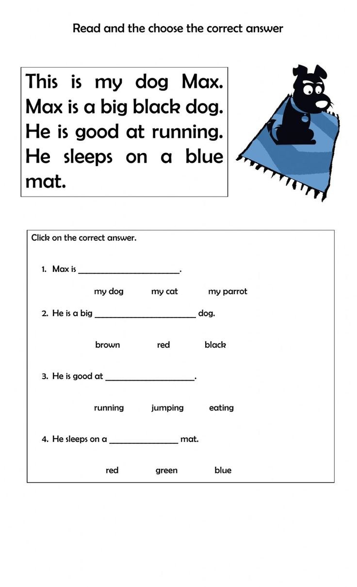 Reading Comprehension Online Exercise For First Grade with Reading And Comprehension Worksheet Yr1