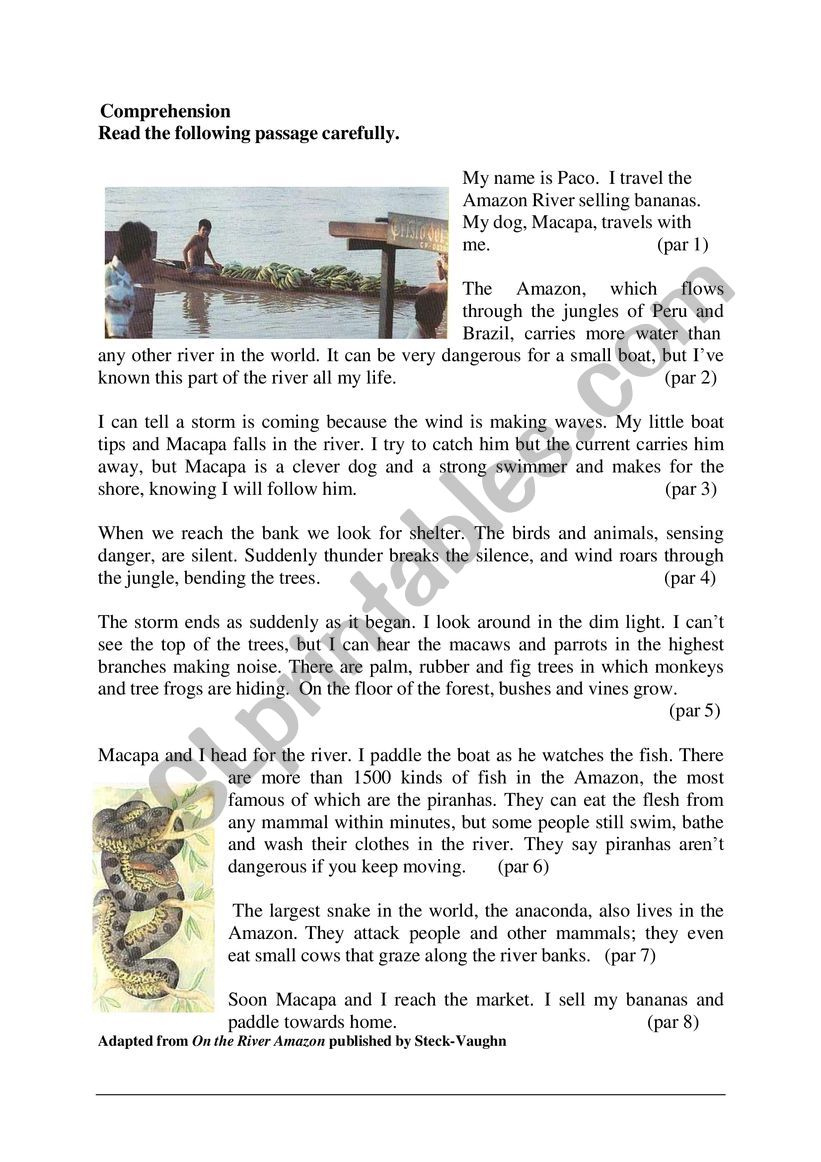 Reading Comprehension - Paco - Esl Worksheetsanlane with regard to Brazil Reading Comprehension Passages Worksheets
