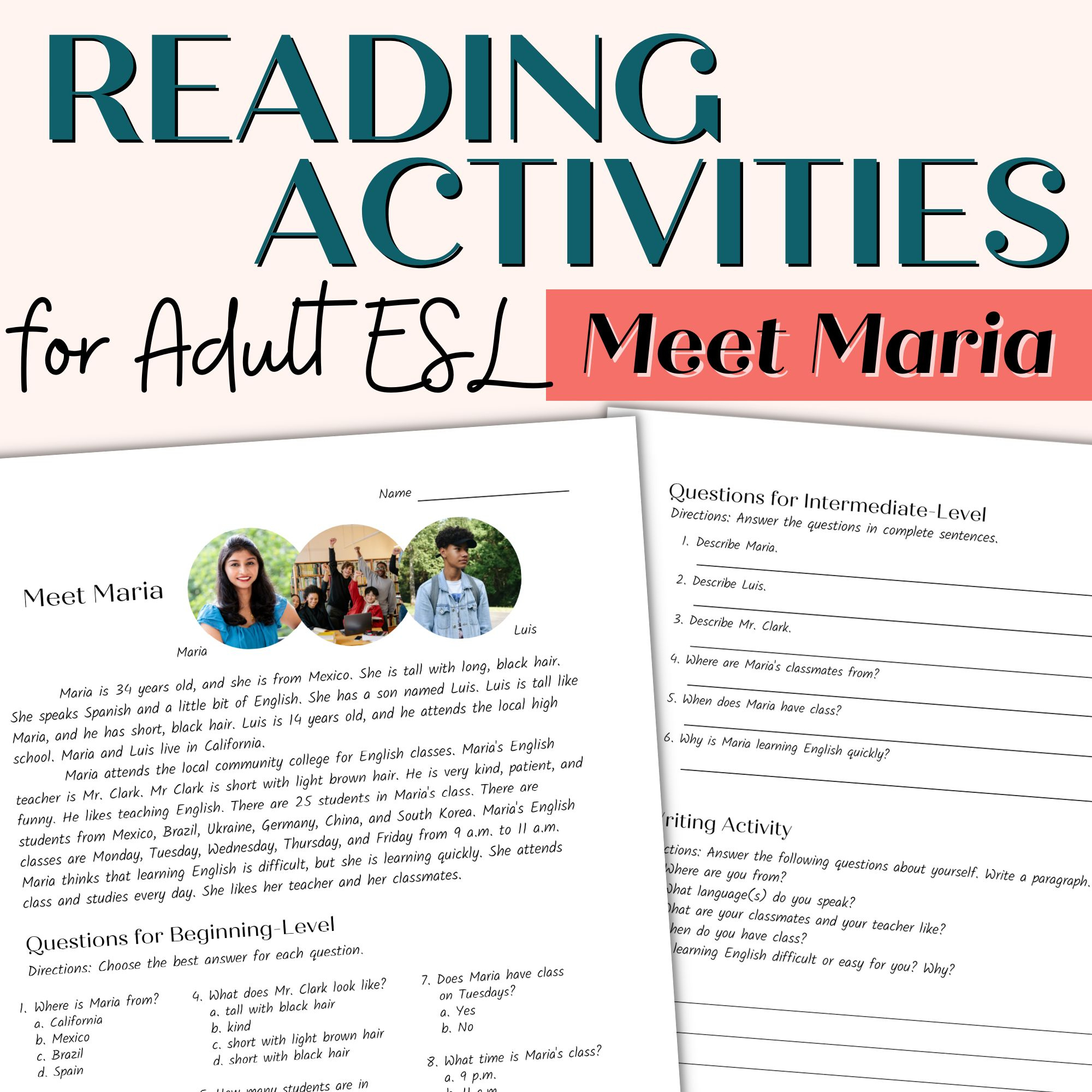 Reading Comprehension Passage And Activities For Beginner And in Free Esl Reading Comprehension Worksheets For Adults