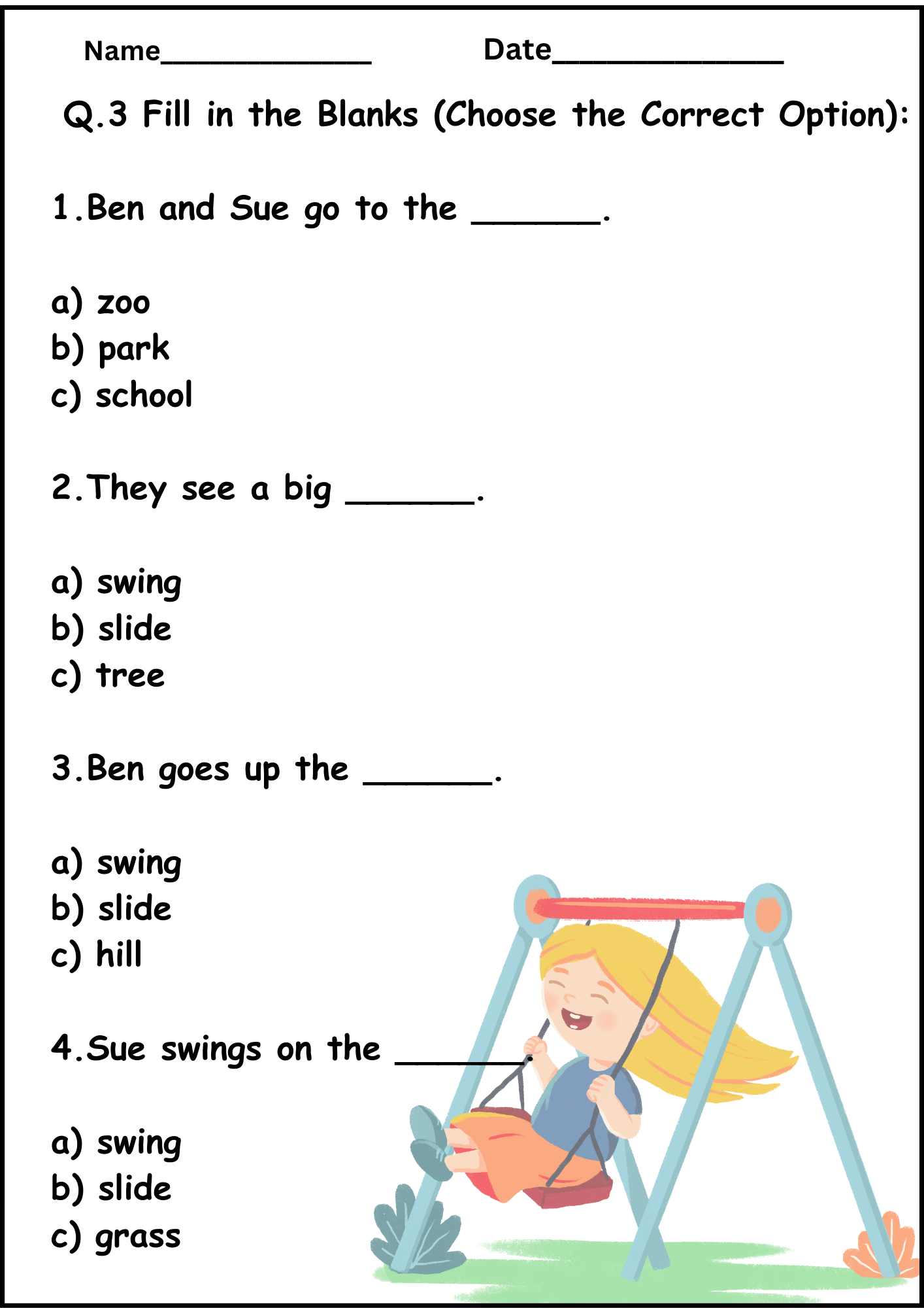 Reading Comprehension Passage For Kindergarten Level A ( Basic intended for Reading Comprehension Worksheets Multiple Choice