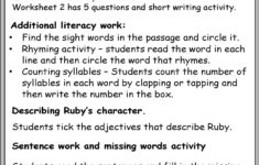 Reading Comprehension Passage Questions Worksheets Ruby Bridges pertaining to Ruby Bridges Reading Comprehension Worksheet