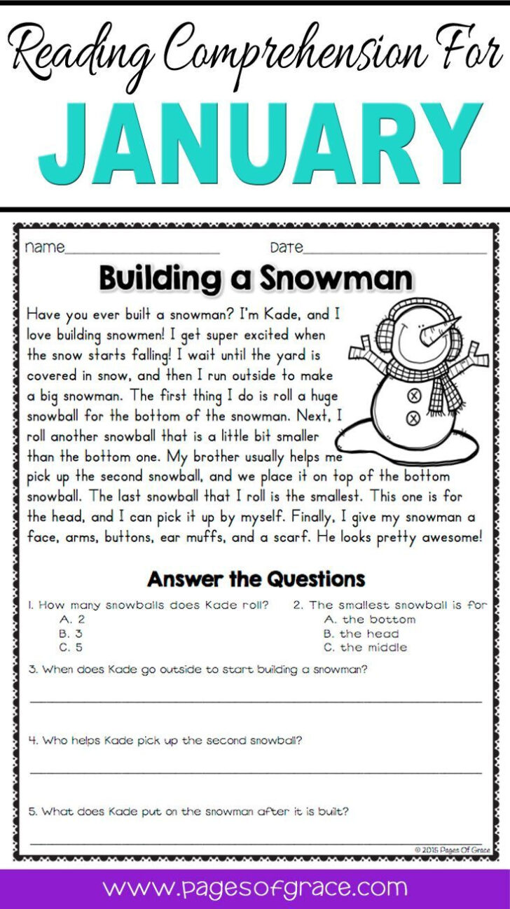 Free Winter Reading Comprehension Worksheets