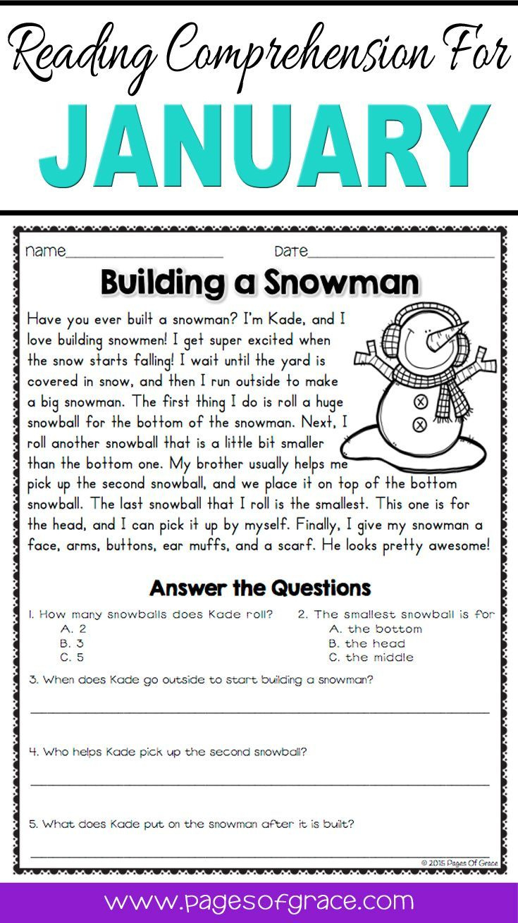 Reading Comprehension Passages And Questions For January inside Free Winter Reading Comprehension Worksheets