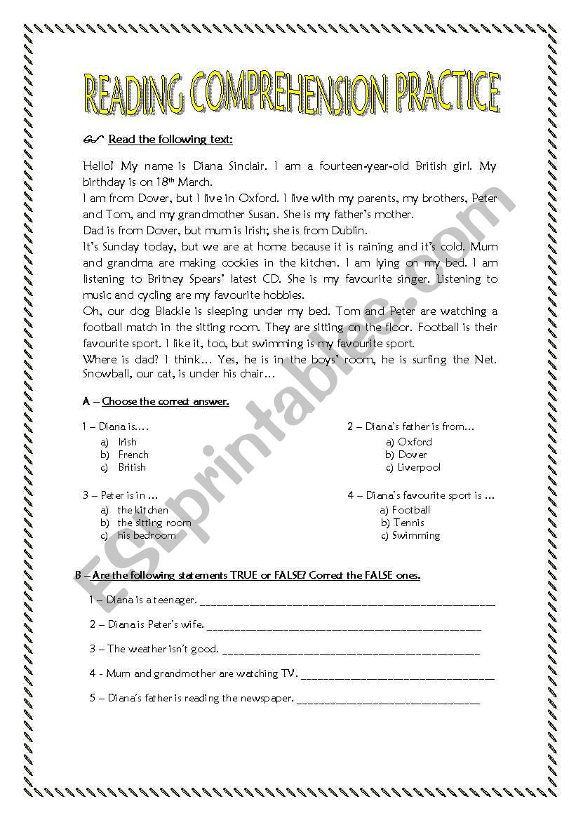 Reading Comprehension Practice For 7Th Graders. - Esl Worksheet inside Live Worksheet Reading Comprehension Grade 7
