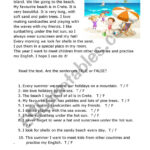Reading Comprehension Text With True/False Sentences   Esl With True Or False Reading Comprehension Worksheets