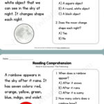 Reading Comprehension – The Sun, Rainbow, Moon And Caterpillar Regarding Rainbow Reading Comprehension Worksheet