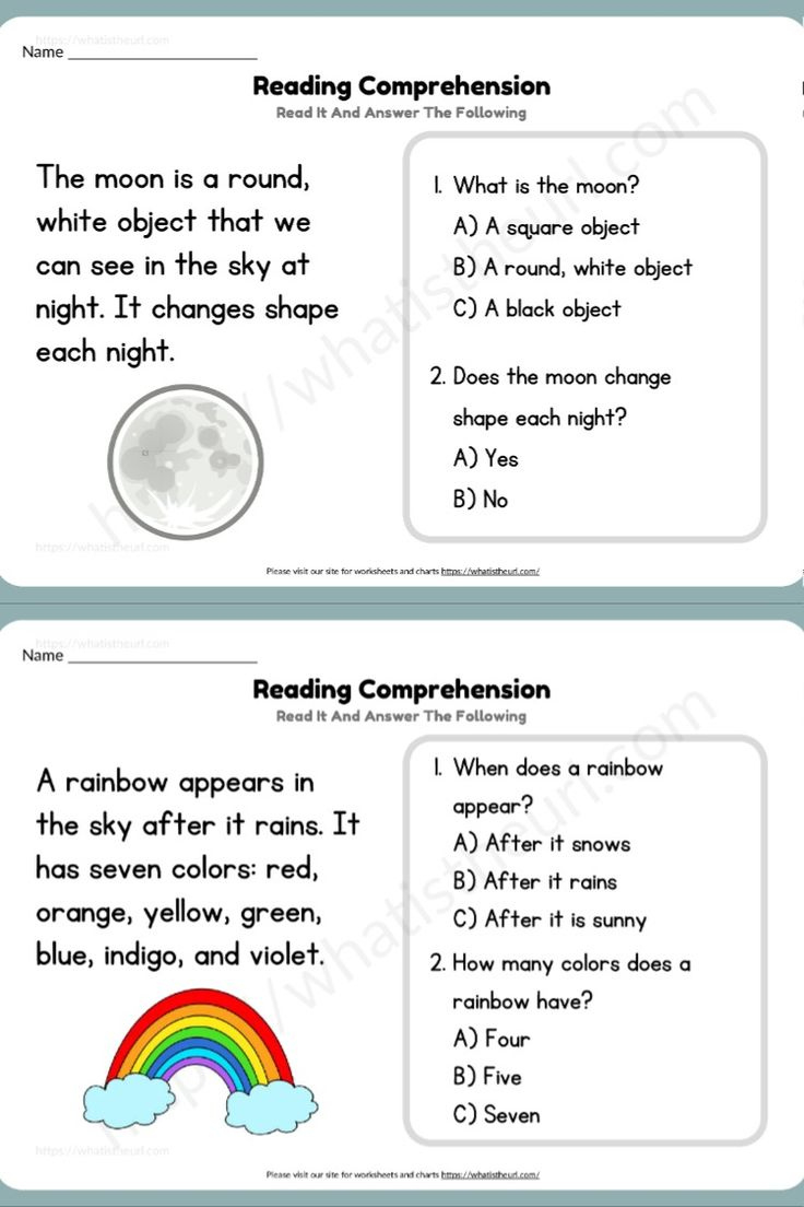 Reading Comprehension – The Sun, Rainbow, Moon And Caterpillar regarding Rainbow Reading Comprehension Worksheet