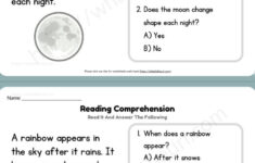 Reading Comprehension – The Sun, Rainbow, Moon And Caterpillar throughout Moon Reading Comprehension Worksheets