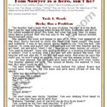 Reading Comprehension "Tom Sawyer"   Esl Worksheetanutka In Tom Sawyer Reading Comprehension Worksheets