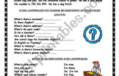 Reading Comprehension / Wh-Questions - Esl Worksheetmarywell for Reading Comprehension With Wh Questions Worksheets