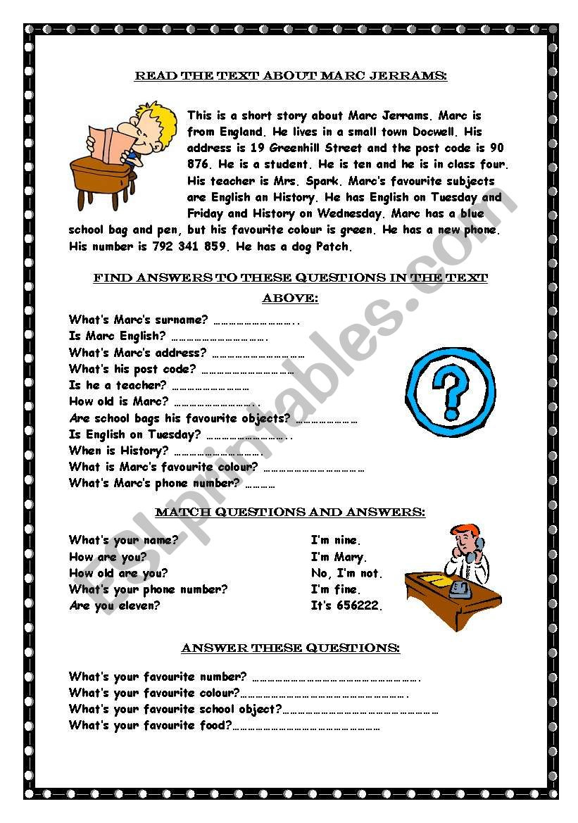 Reading Comprehension / Wh-Questions - Esl Worksheetmarywell for Reading Comprehension With Wh Questions Worksheets