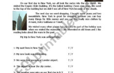 Reading Comprehension With True False Questions - (Pre regarding Literature Reading Comprehension Worksheets Pre-Intermediate