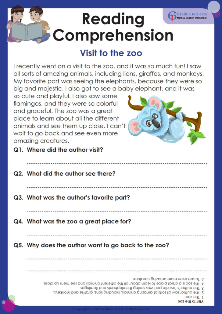 Reading Comprehension Worksheets