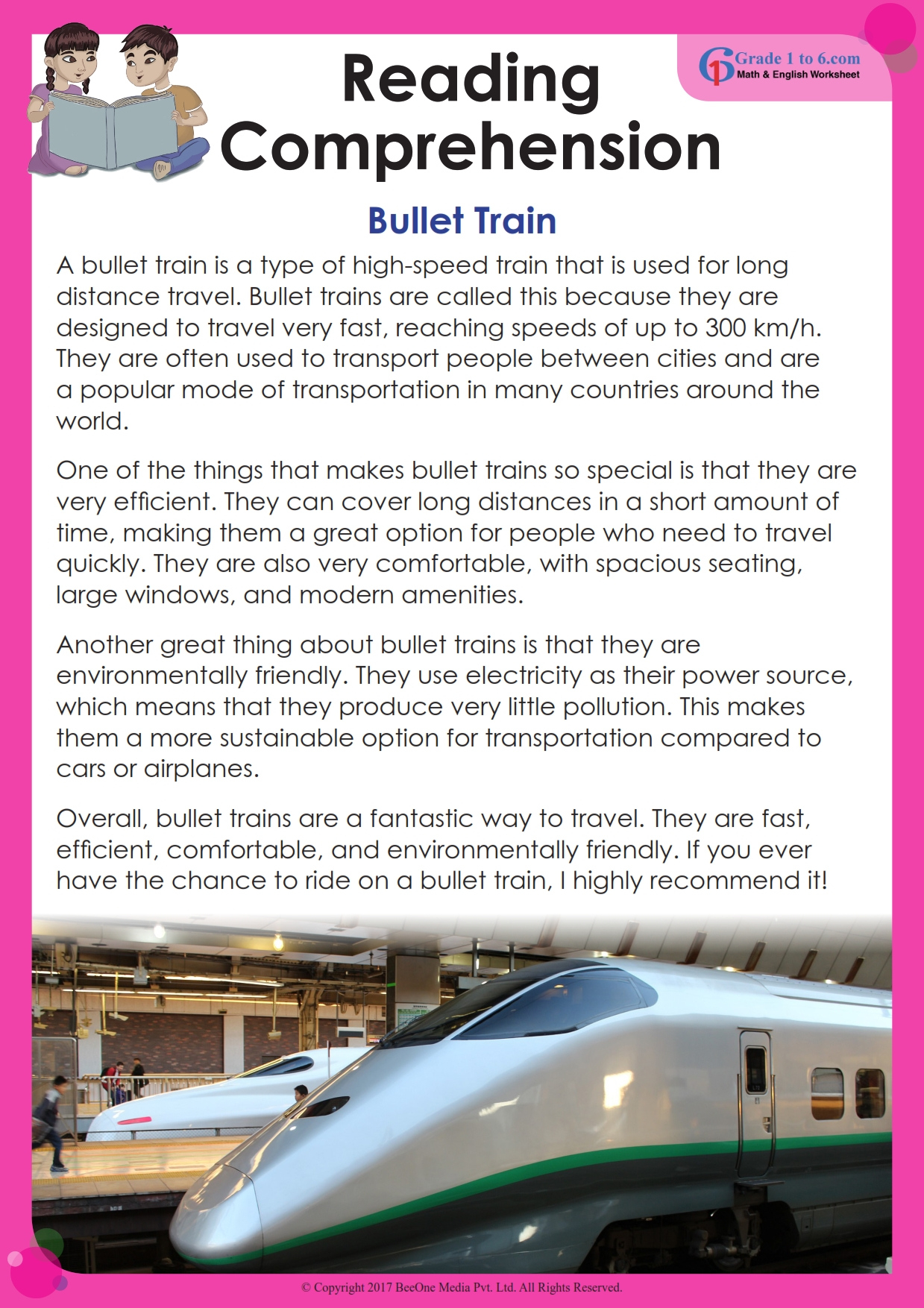 Reading Comprehension Worksheet For Grade 2 | Grade1To6 within Transportation Reading Comprehension Worksheets Kids