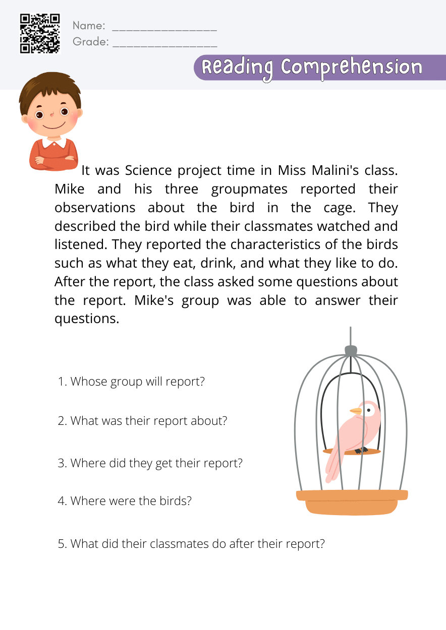 Reading Comprehension Worksheet For Grade 3 - Kidpid for Reading Comprehension Worksheet Third Grade