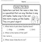 Reading Comprehension Worksheet   Free Printable, Digital, & Pdf For Printable Reading Comprehension Worksheets For Kindergarten