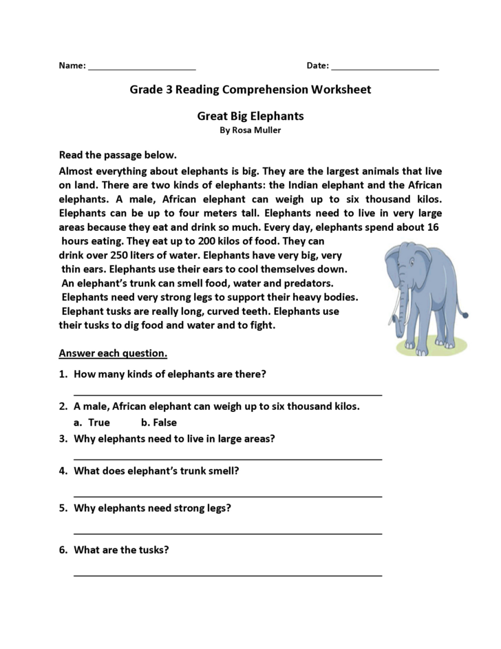 Live Worksheet Reading Comprehension Grade 4