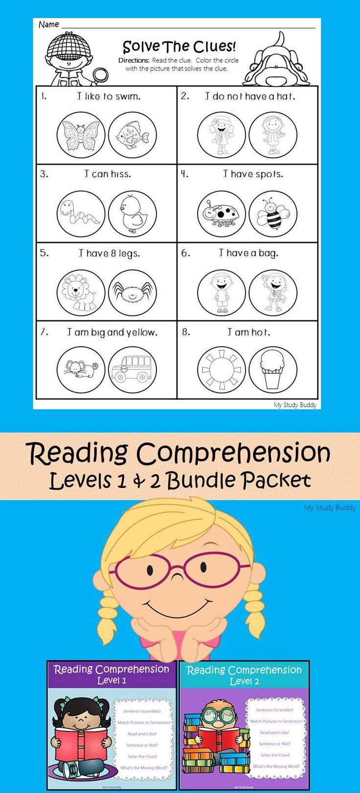 Reading Comprehension Worksheets Bundle (Differentiated for Differentiated Reading Comprehension Worksheets