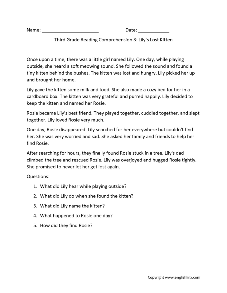 Year 9 Reading Comprehension Worksheet