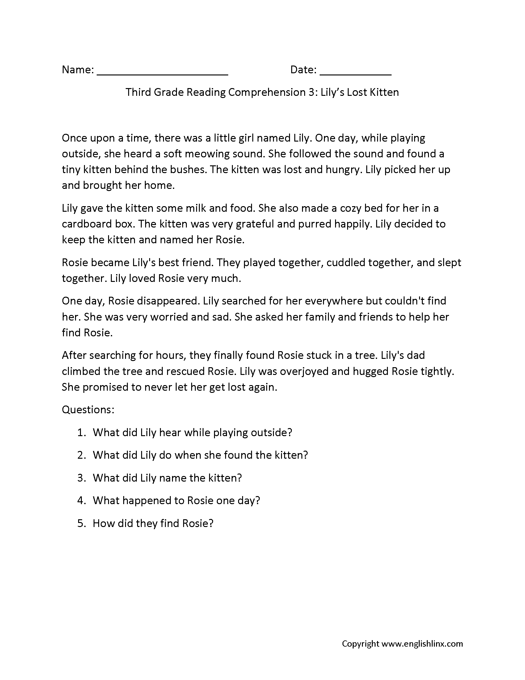Reading Comprehension Worksheets | Free Printable Practice For All regarding Year 9 Reading Comprehension Worksheet