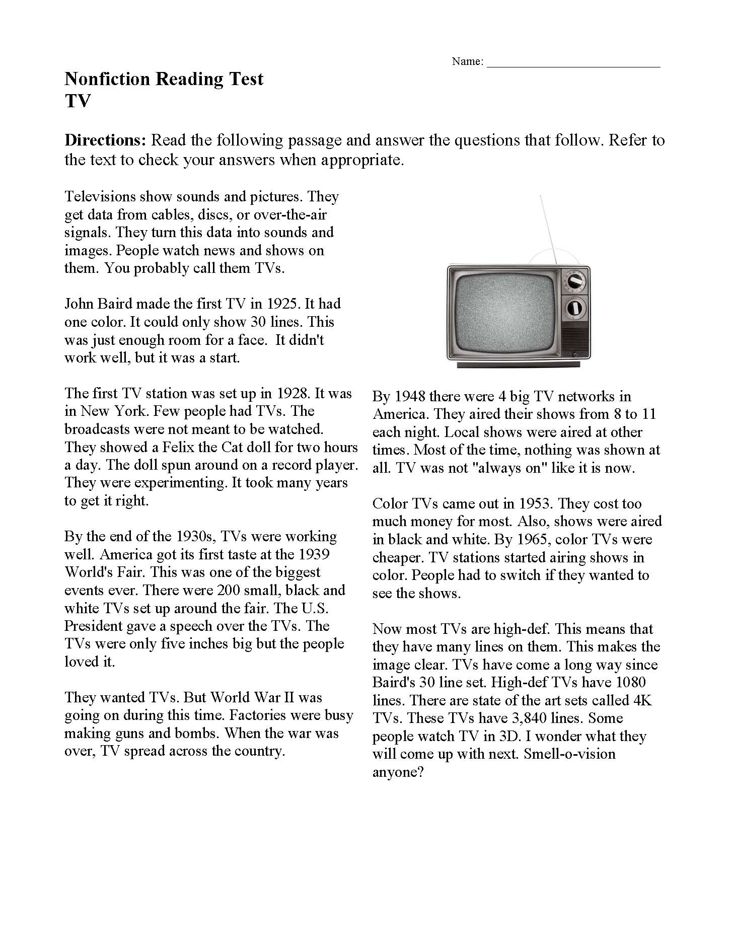 Reading Comprehension Worksheets | Online Or Printable for Multiple Choice Comprehension Worksheets