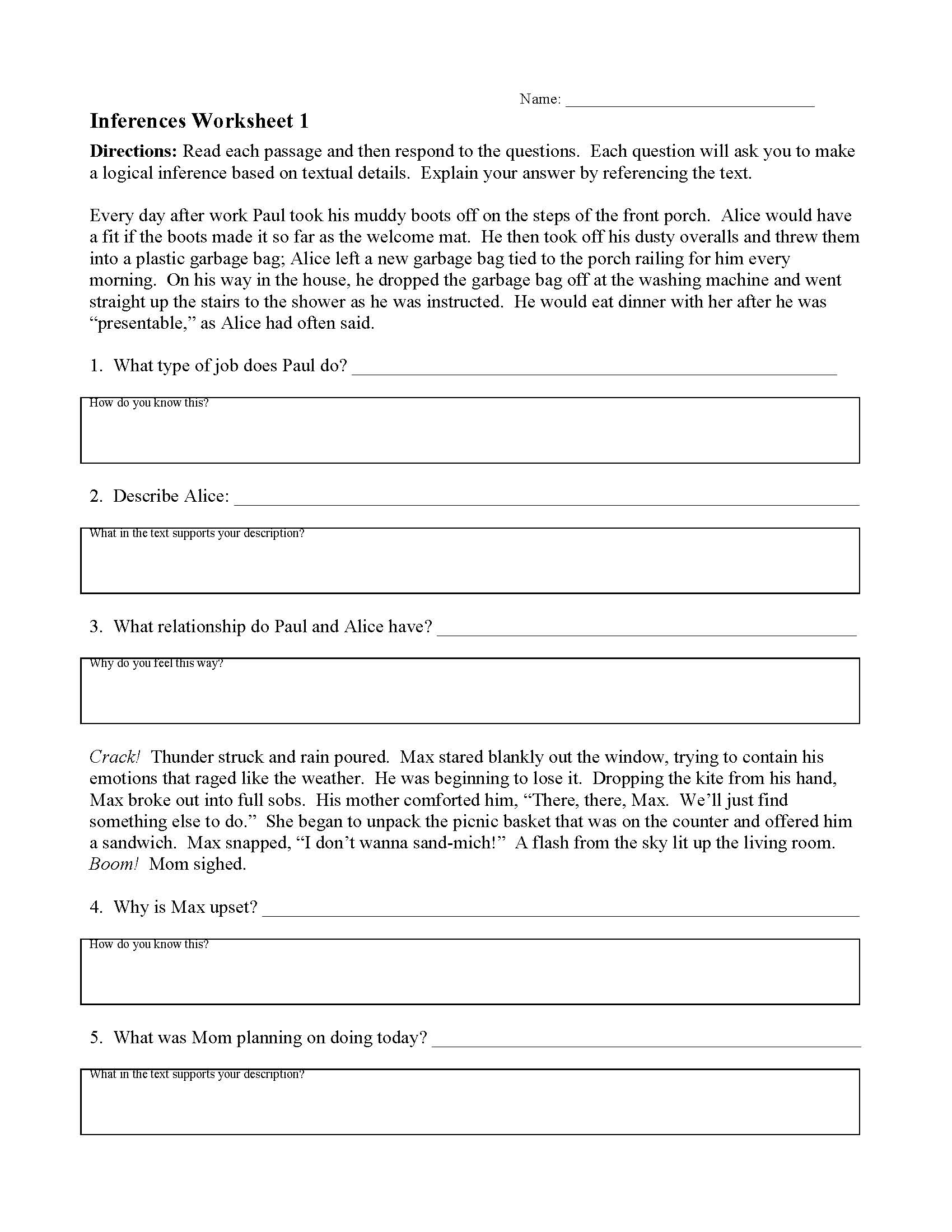 Reading Comprehension Worksheets | Online Or Printable inside Literal Comprehension Passages Examples Worksheets