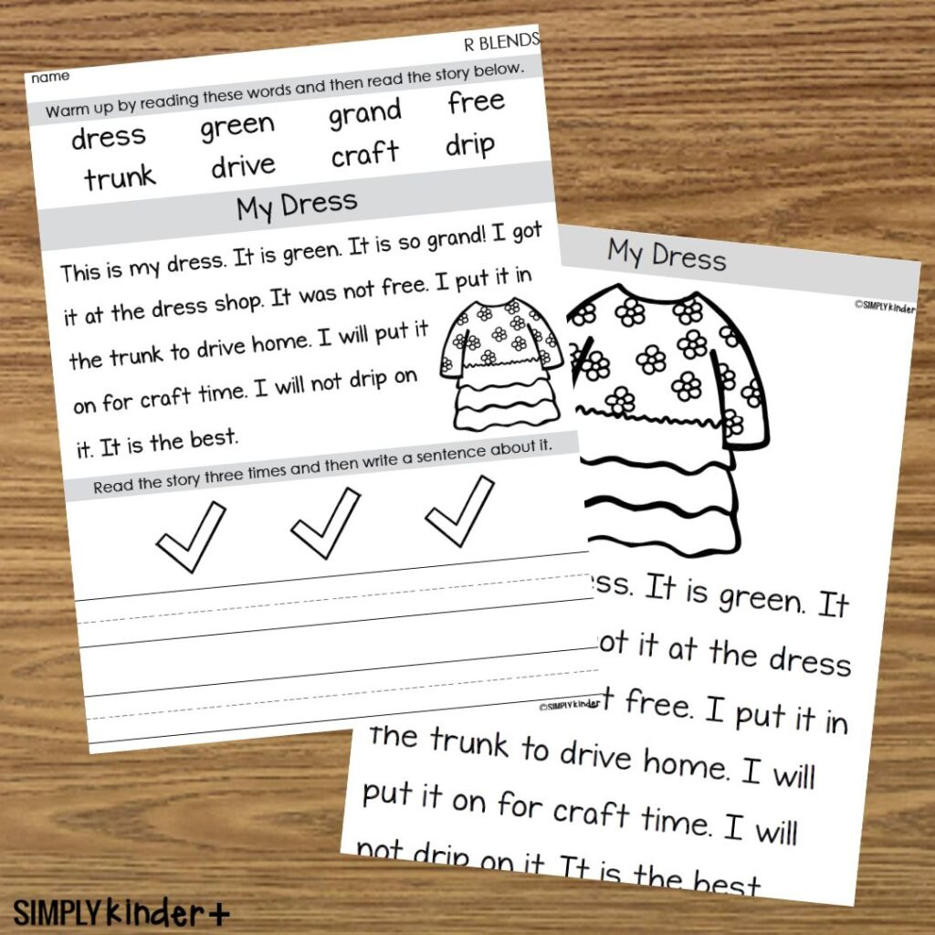 Reading Fluency &amp;amp; Comprehension Passages: Blends R - Simply Kinder within Blend Reading Comprehension Worksheets