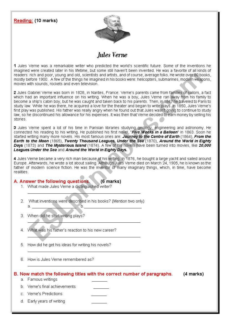 Science Fiction Reading Comprehension Worksheets