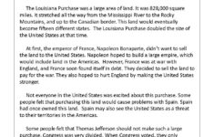 Reading Passage: Louisiana Purchase - Grades 3 &amp; 4 | Tpt with Grade 6 Reading Comprehension Worksheets Jefferson School District