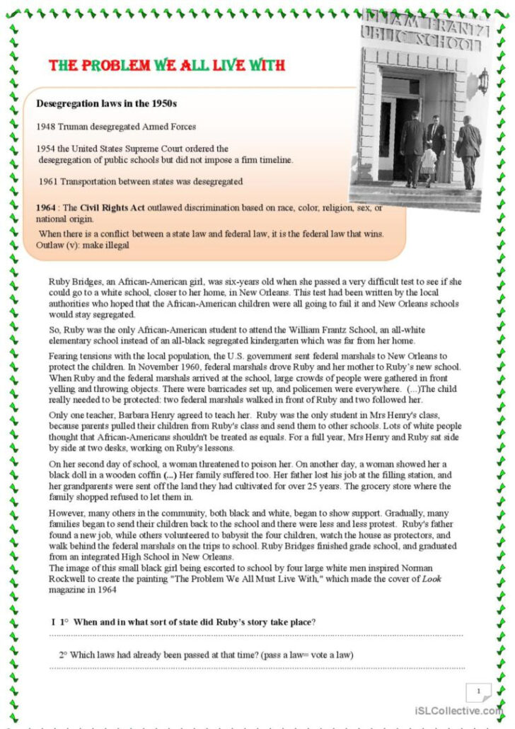 Ruby Bridges Reading Comprehension Worksheet Ruby Bridges Reading Comprehension Worksheet