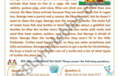 Reading: The Pet Store + Writing: Do You Have A Pet? Describe It throughout Grade 5 Reading Comprehension Worksheet the Pet Shop