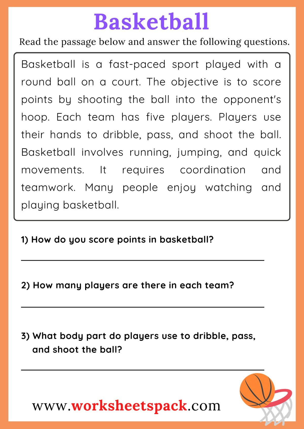 Reading Worksheet About Sports pertaining to Sport Reading Comprehension Worksheet