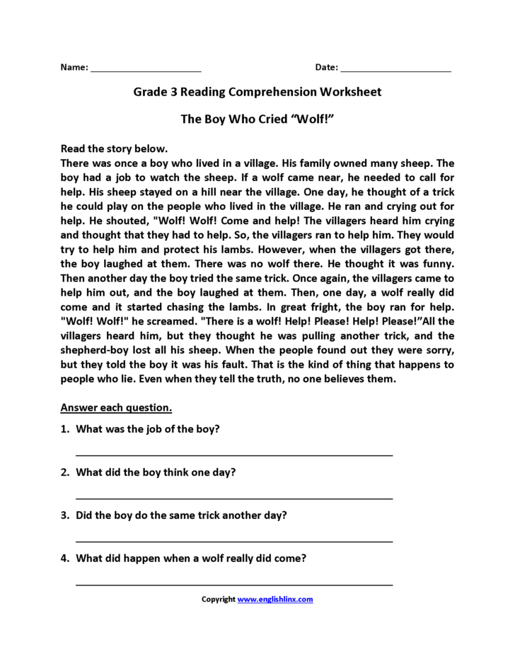 Reading Comprehension Worksheet Grade 9
