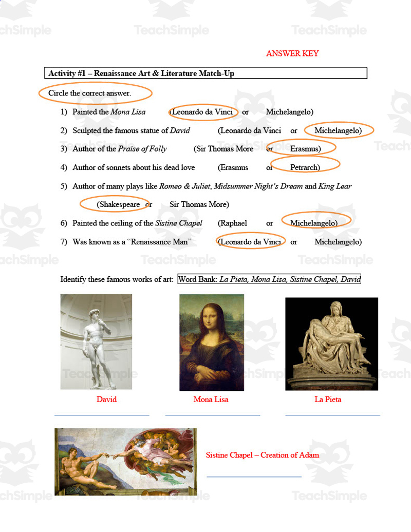 Renaissance Worksheets in Renaissance Reading Comprehension Worksheets