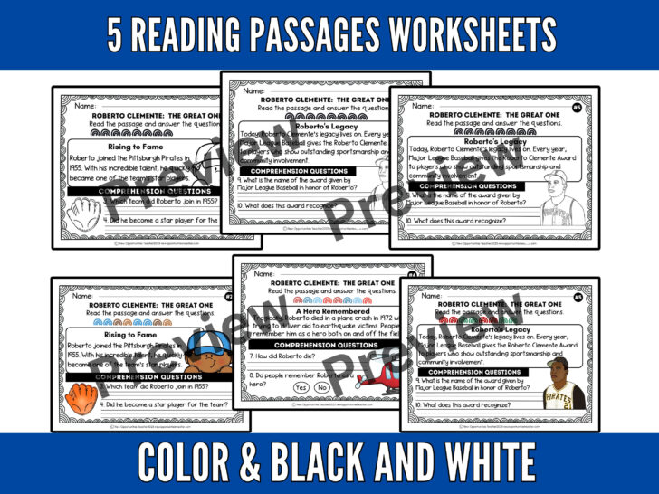 Roberto Clemente Reading Comprehension Worksheets Roberto Clemente Reading Comprehension Worksheets