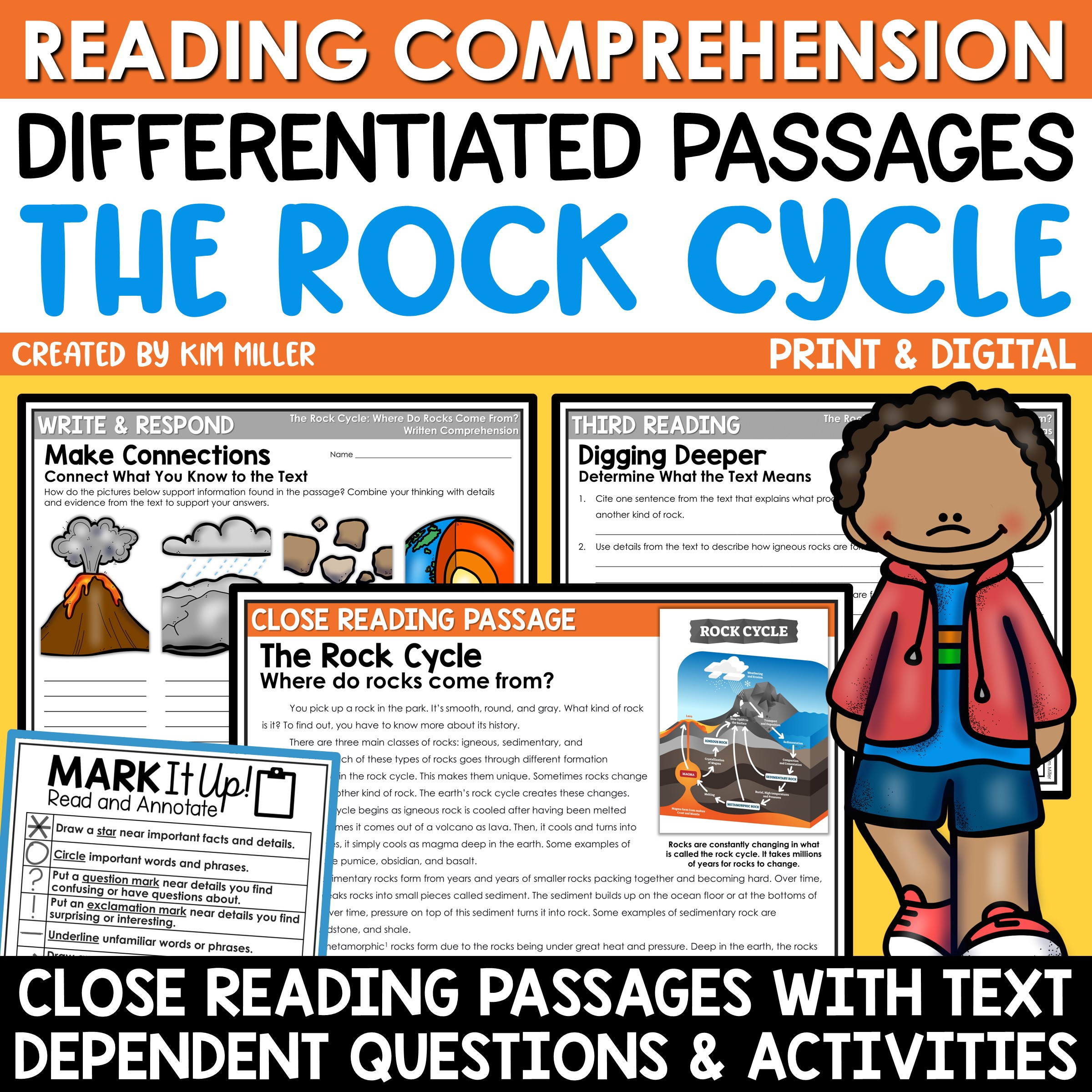 Rock Cycle Activities Reading Comprehension Passages &amp;amp; Questions for Rock Cycle Reading Comprehension Worksheet