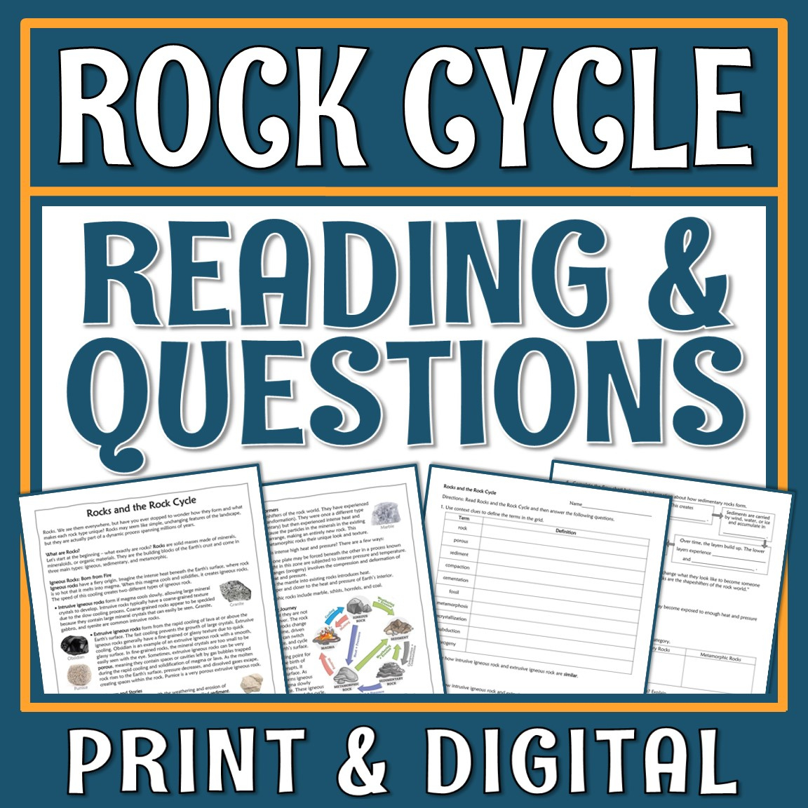 Rock Cycle Reading And Questions - Flying Colors Science intended for Rock Cycle Reading Comprehension Worksheet