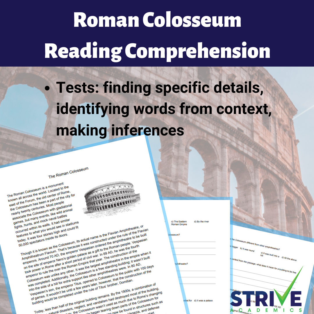 Roman Colosseum Reading Comprehension Worksheet - Classful with regard to Roman History Reading Comprehension Worksheets