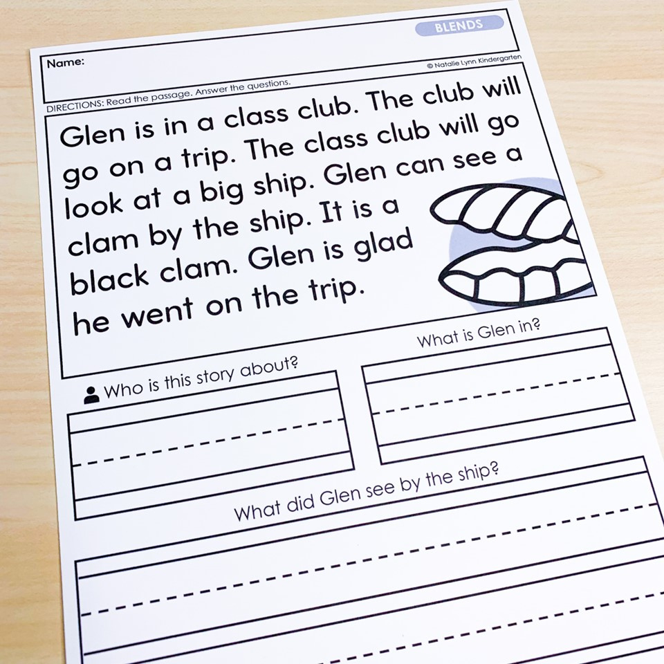 Science Of Reading Sor Decodable Reading Passages Digraphs And with Blend Reading Comprehension Worksheets
