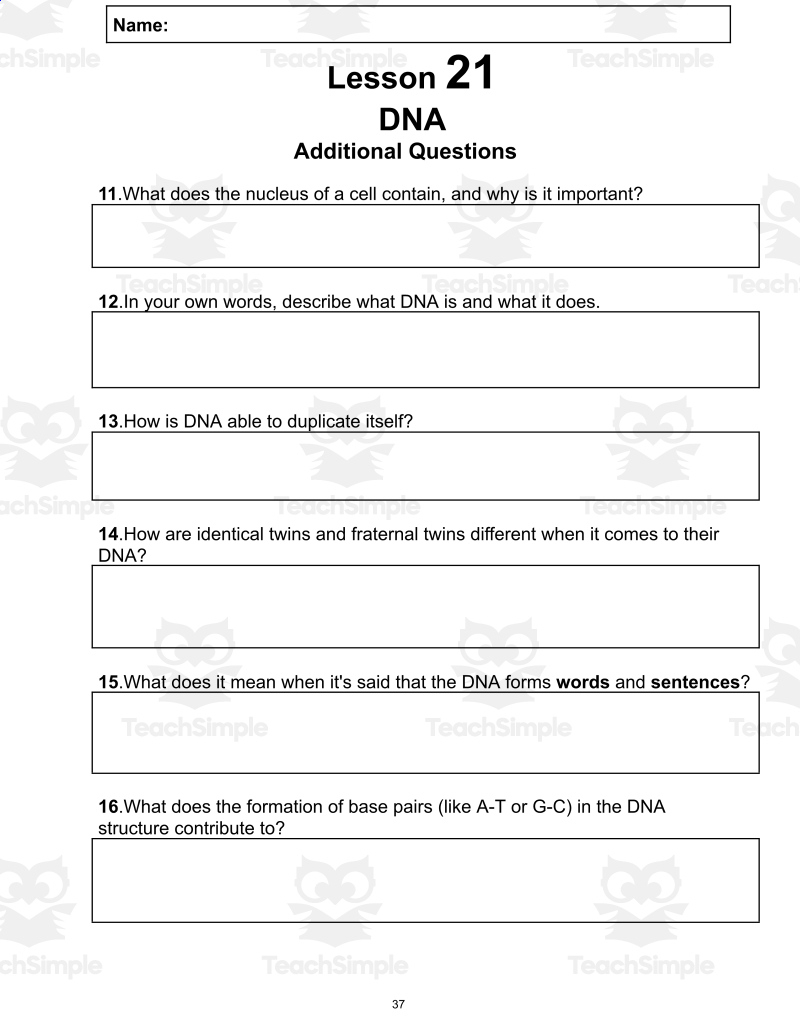 Science Reading Comprehension Passage 21: Dna Pdf inside Dna Reading Comprehension Worksheet