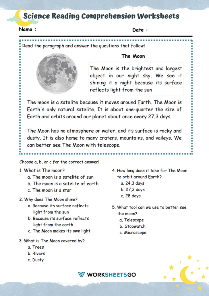 7th Grade Science Reading Comprehension Worksheets