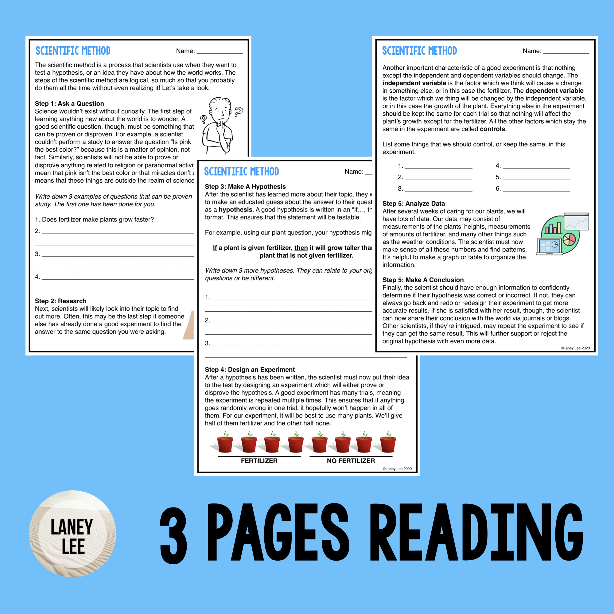 Scientific Method - Reading Comprehension Worksheets - Laney Lee for Scientific Method Reading Comprehension Worksheets Middle School