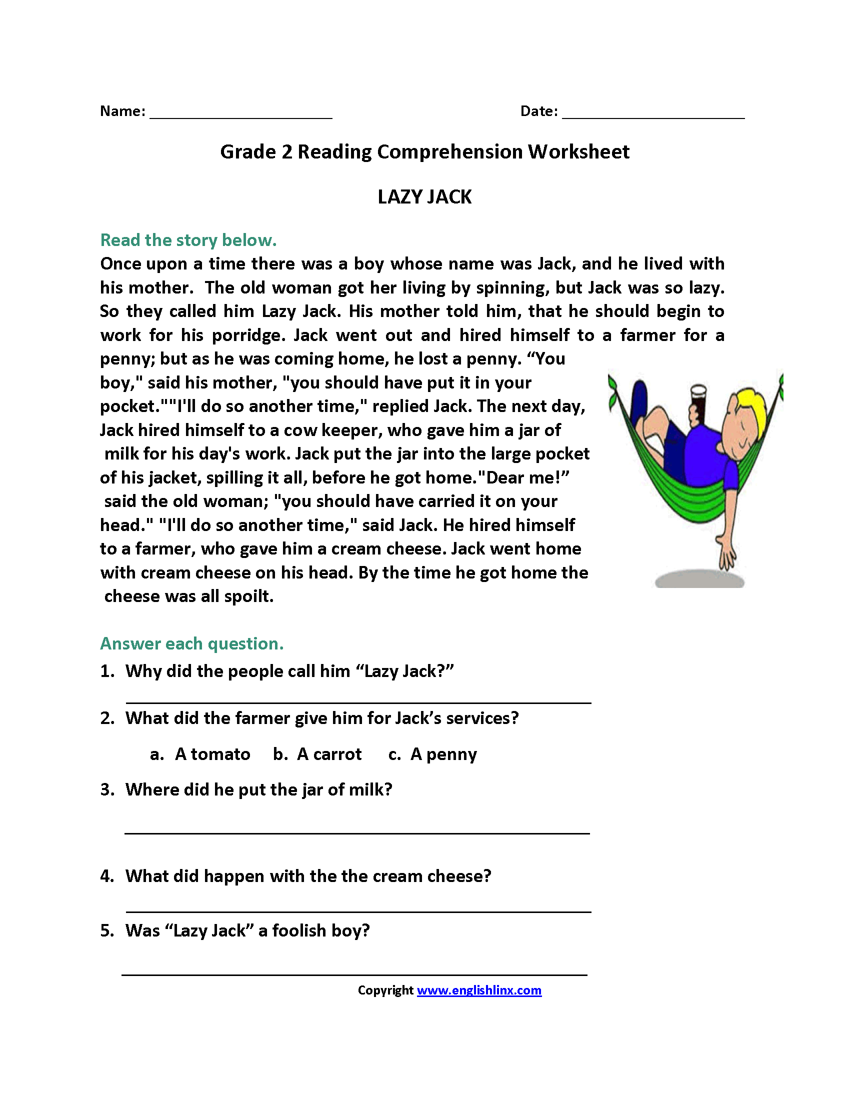 Second Grade Reading Worksheets | Improve Fluency And Vocabulary for Reading Comprehension Worksheets For Second Grade