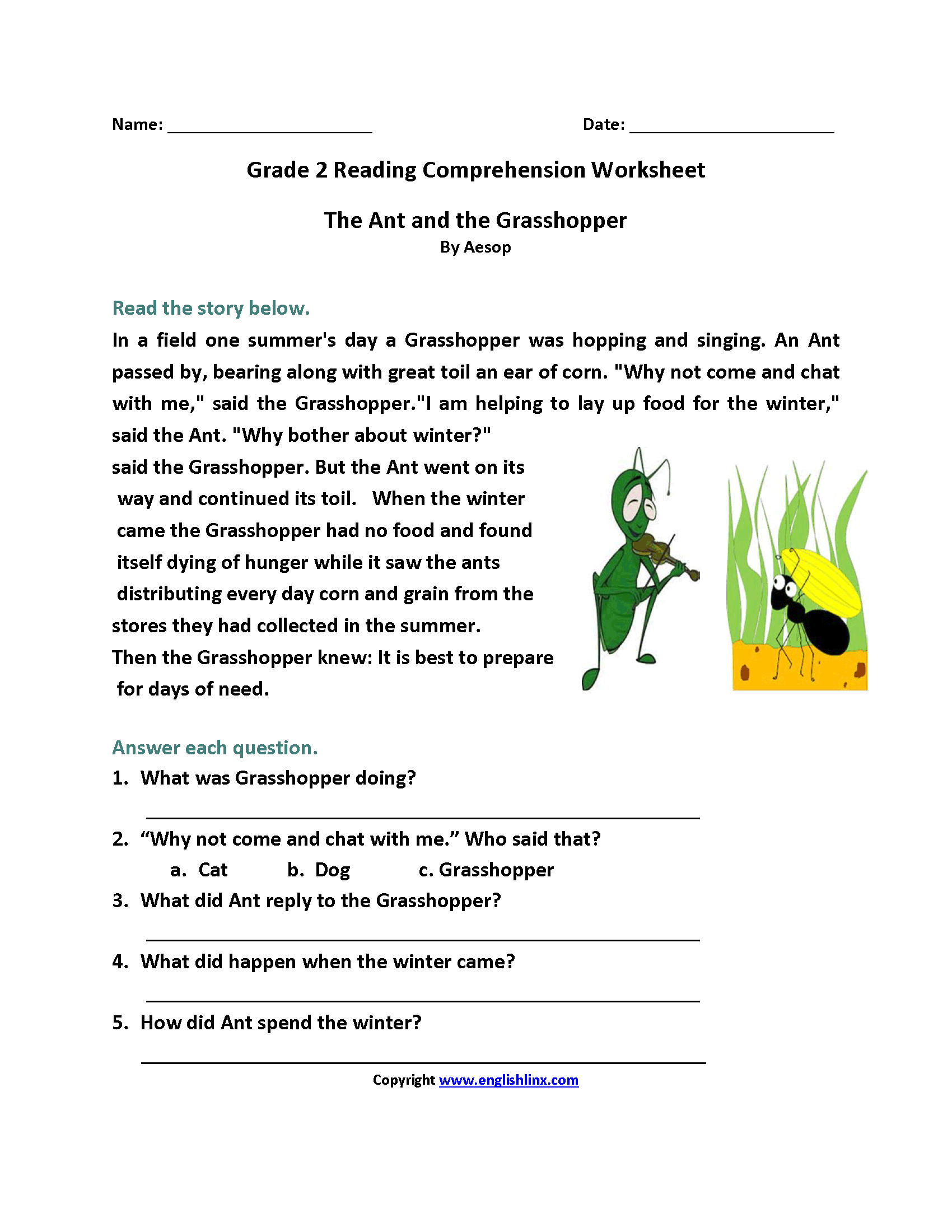 Second Grade Reading Worksheets | Improve Fluency And Vocabulary intended for Free Reading Comprehension Worksheet 2Nd Grade